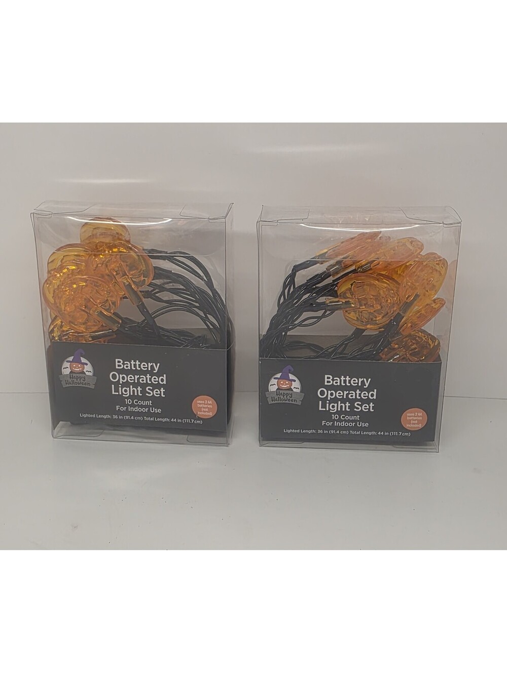 Halloween Battery Operated Pumpkin Jack O Lantern Set of 10 LED Lights 2 Pack